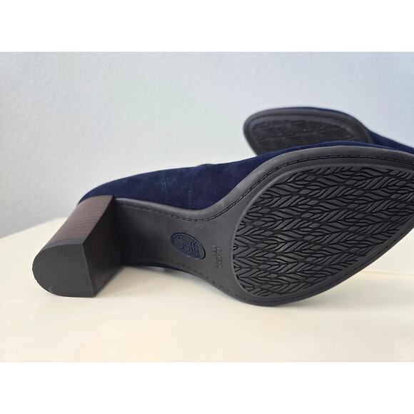 Söfft Navy Suede Mary Jane Heels 7M | Vintage-Inspired Block Heel Round Toe - Picture 4 of 11